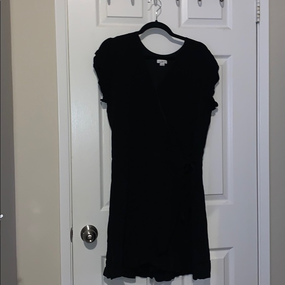 Black LOFT Wrap Front Romper - Picture 1 of 8